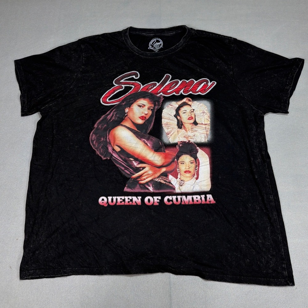 Selena Queen of Cumbia U.S. Tour Black Mineral Wash Graphic T-Shirt 2X